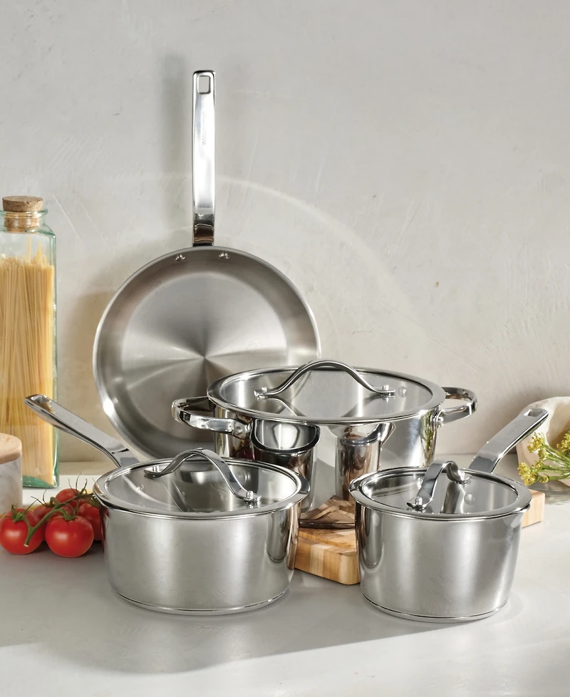 Tramontina Tempo Tri-Ply Base Stainless Steel 7-Pc. Cookware Set with Glass Lids
