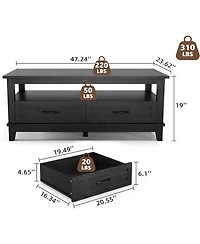 gaomon Farmhouse Coffee Table with Drawers, Center Rustic Tables Living Room Table, Open Shelf and 6 Support