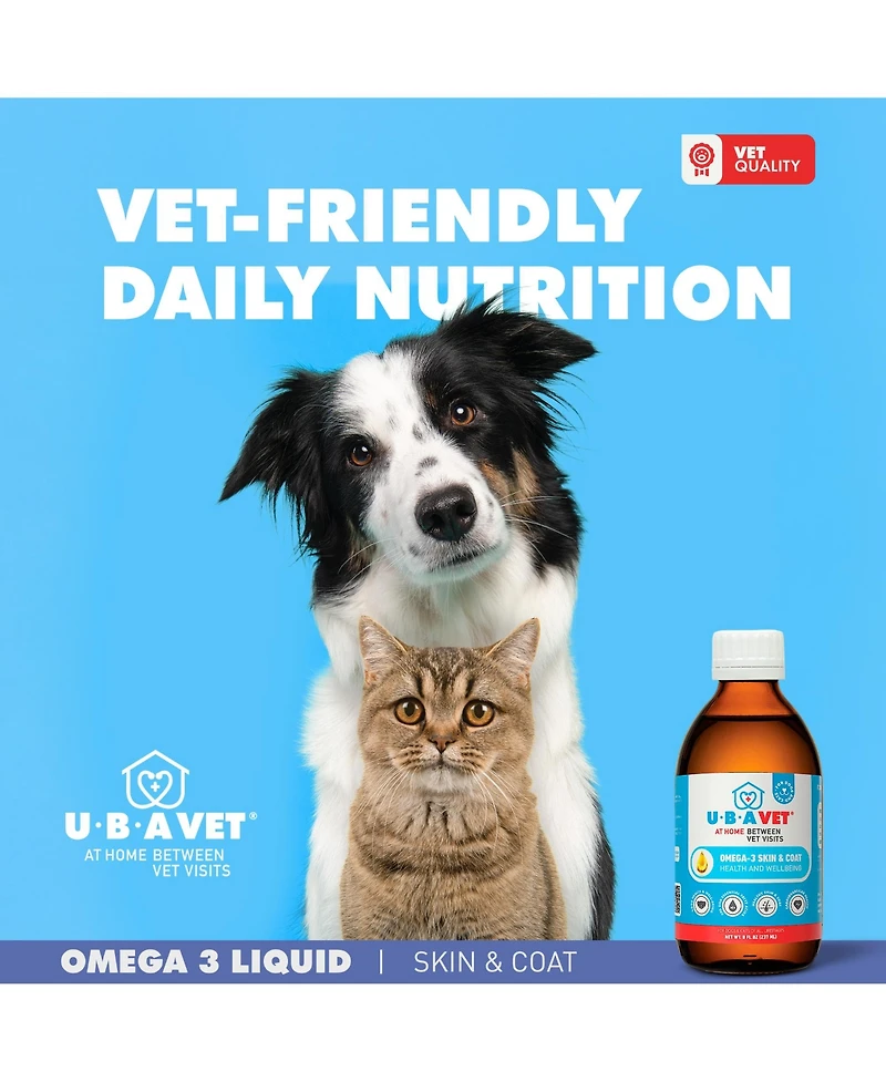 Ubavet Ubameg Omega-3 Fatty Acid Liquid for Dogs & Cats – (8 fl oz / 237ml)