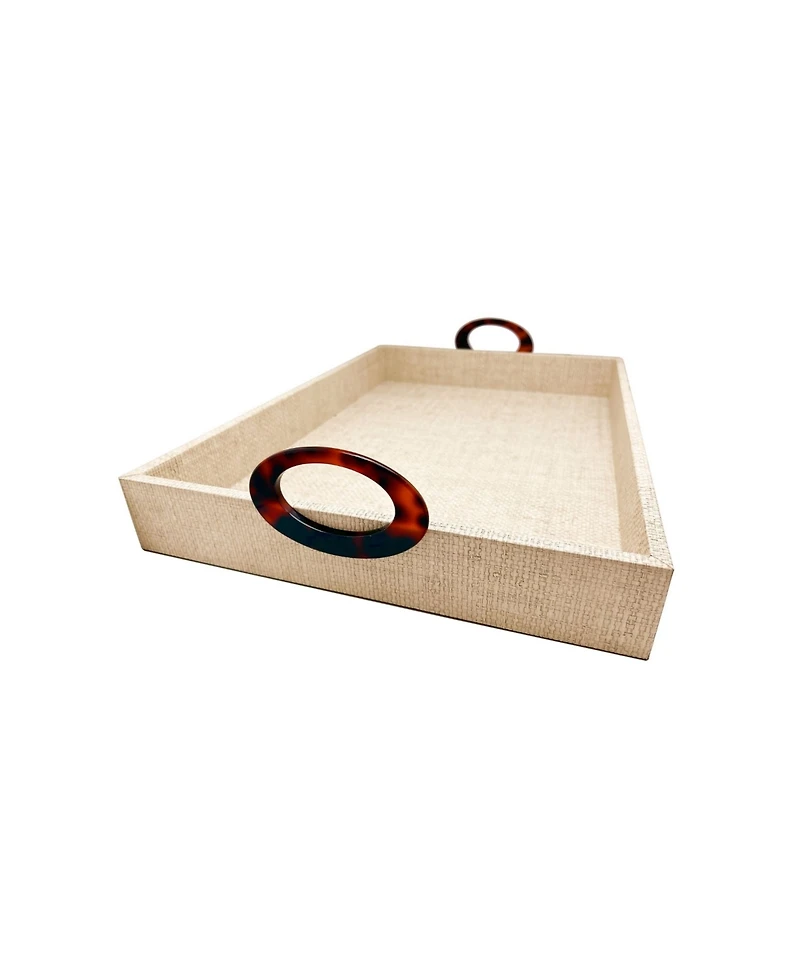 Mariposa Coconut Grove Faux 14" Grasscloth Tray