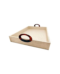 Mariposa Coconut Grove Faux 14" Grasscloth Tray