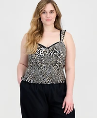 Full Circle Trends Trendy Plus Printed Smocked Sleeveless Top