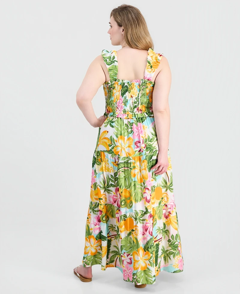 Full Circle Trends Plus Poof Strap Square Neck Rayon Dress