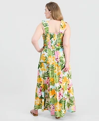 Full Circle Trends Plus Poof Strap Square Neck Rayon Dress