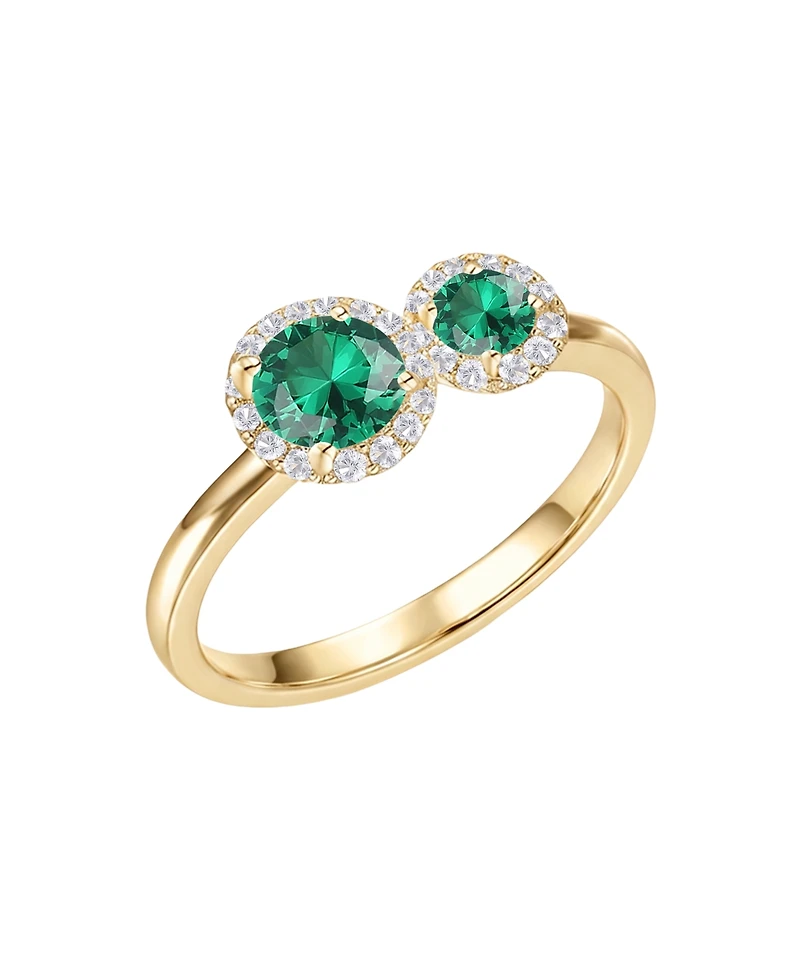 Macy's Lab Grown Opal (1/4 ct. t.w.) & White Sapphire (1/6 Ring 14k Gold Over Sterling Silver (Also Available Multi-Stones)