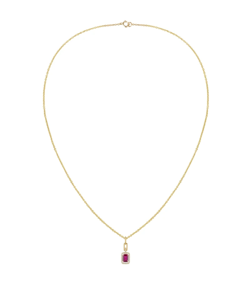 Macy's Lab Grown Emerald (3/4 ct. t.w.) & White Sapphire (1/5 Necklace 14k Gold Over Sterling Silver (Also Available Multi-S