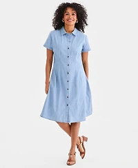 Style & Co Women's Cotton Chambray Short-Sleeve Shirtdress, Macy's Exclusive