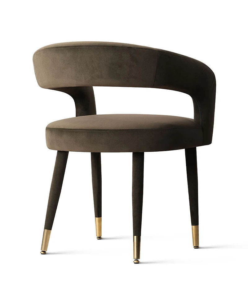 Maison Boucle Velvet Upholstered Dining Chairs Set of 2, Modern Open Back Armchairs