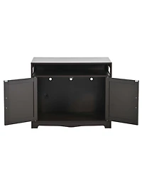 Aostirmotor Cat Litter Box Enclosure with Hidden Plug – 2-Door Wooden Bench & Side Table, Esspresso