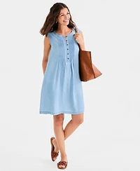 Style & Co Women's Chambray Sleeveless Pintuck Dress, Macy's Exclusive