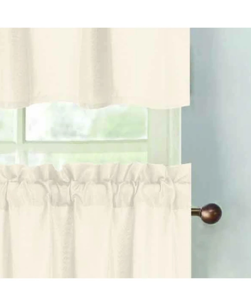 Rt Designers Collection 100% Polyester Gibson Solid 3 Piece Kitchen Curtains Valance and Tiers Set