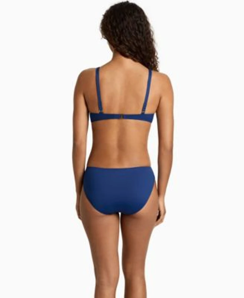 Lauren Ralph Lauren Womens Ring Over The Shoulder V Neck Bikini Top Full Coverage Ring Hipster Bottom