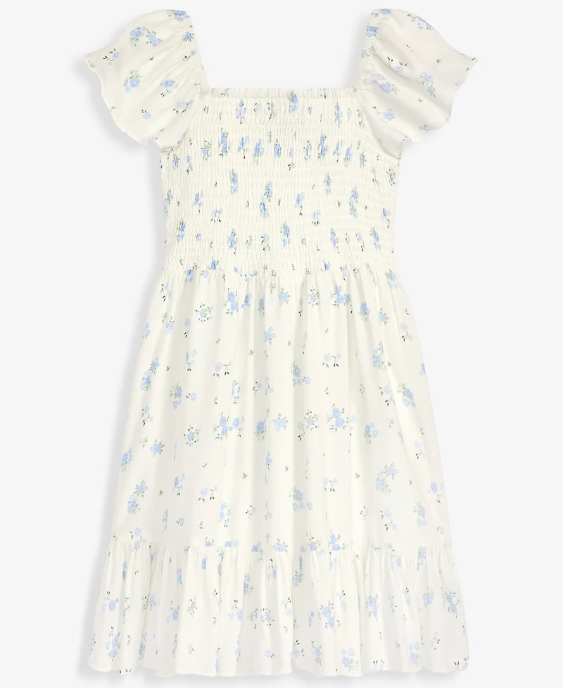 With Jules Big Girls Short-Sleeve Smocked-Bodice Dress