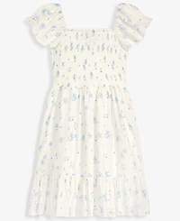 With Jules Big Girls Short-Sleeve Smocked-Bodice Dress