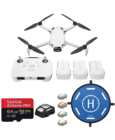Skyrover S1 4K Drone Fly More Combo with Remote Controller, Bundle with 64GB Uhs-i U3 microSDXC Memory Card, 15.7" Landing Pad and Strobe