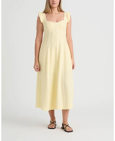 Ellen Tracy Women's Linen Dress with Contrast Pipping