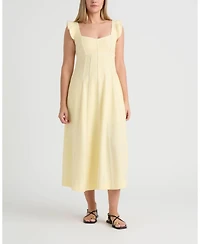 Ellen Tracy Women's Linen Dress with Contrast Pipping