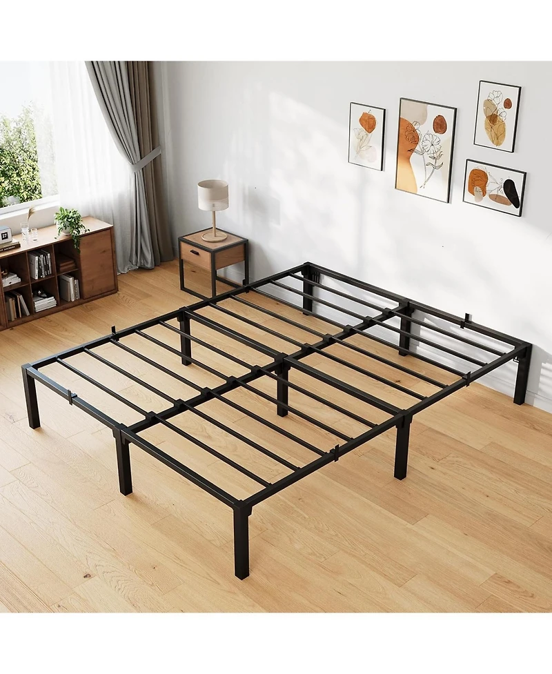 Gaomon 16'' King Bed Frame – No Screw Metal Platform with Steel Slats and Storage