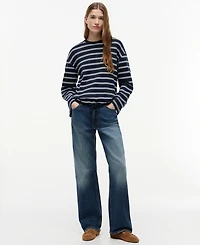 Tommy Hilfiger Women's Multi-Stripe Drawstring Detail Crewneck T-Shirt