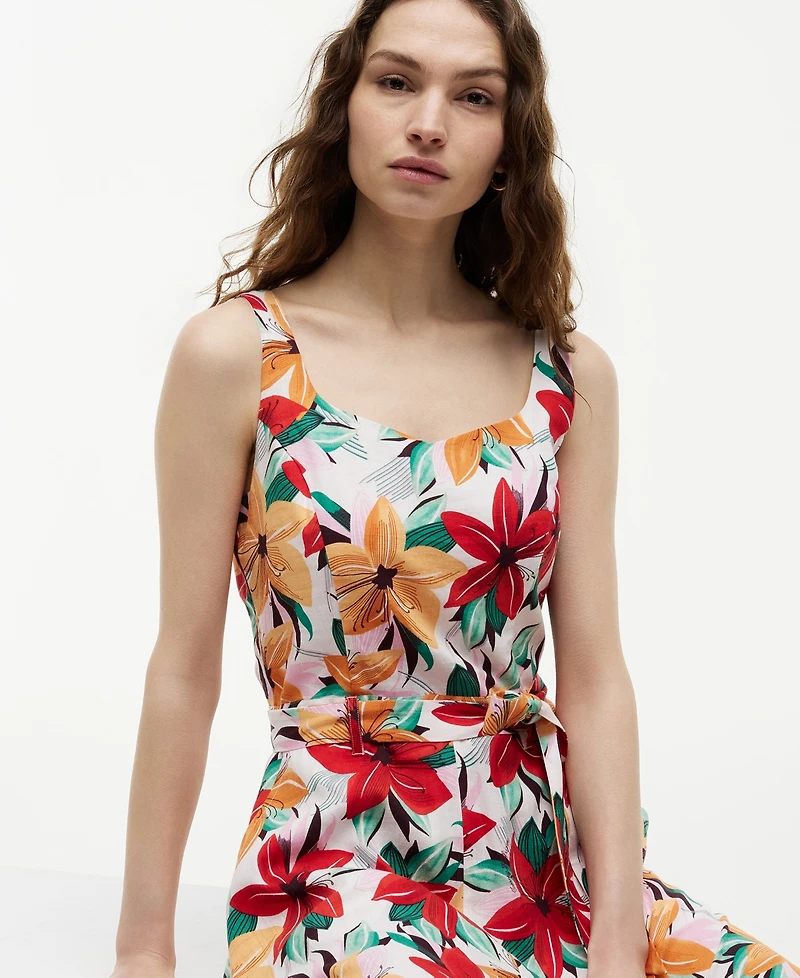 Tommy Hilfiger Women's Printed Belted Midi Dress