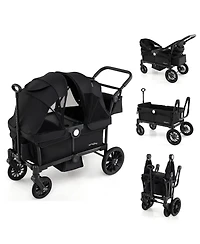 Gymax Wagon Stroller for 2 Kids Push Pull Double w/ Adjustable Handle