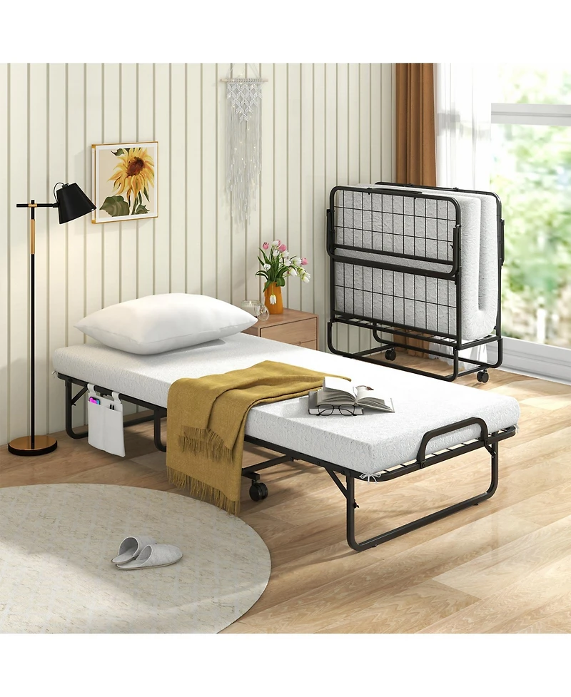 Sugift Cot Size Folding Bed with Memory Foam Mattress and Pillow