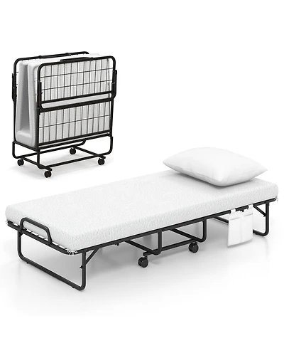 Sugift Cot Size Folding Bed with Memory Foam Mattress and Pillow