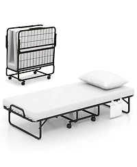 Sugift Cot Size Folding Bed with Memory Foam Mattress and Pillow
