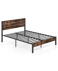 Sugift Bed Frame with High Headboard and Noise Reducing Slats