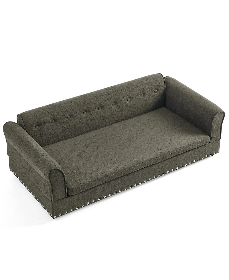 6thdruple Modern Linen Dog Sofa Bed, Oversized Pet Furniture with Backrest