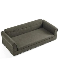 6thdruple Modern Linen Dog Sofa Bed, Oversized Pet Furniture with Backrest