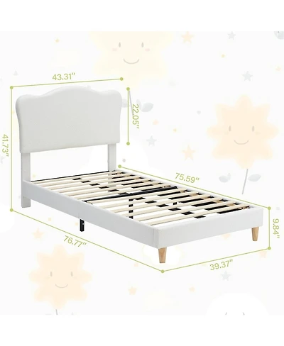 gaomon Boucle Upholstered Platform Bed Frame Adjustable Headboard Teddy Fleece No Box Spring Needed