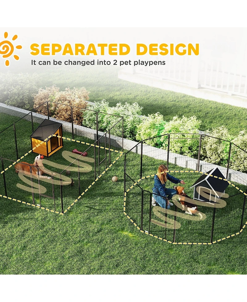 Paw Hut 24 Panel 32 Inch Dog Playpen for Small and Medium Dogs, Gray