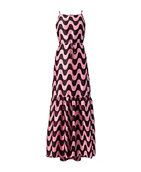 Ivonne Women's Sleeveless Wave Print Maxi Dress