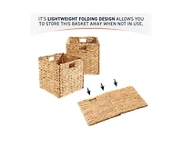 Ornavo Home Set of 8 Water Hyacinth Storage Cube Bin Basket