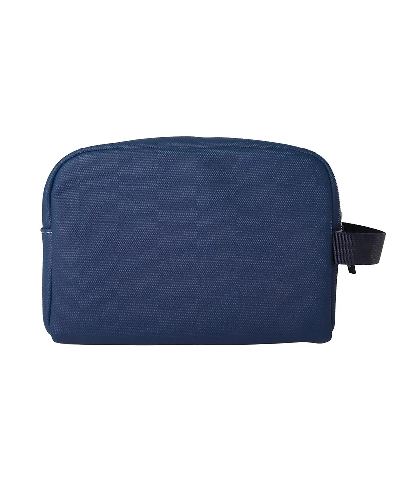 Lands' End Woven Dopp Kit for Men, Solid Toiletry Bag with Top Zip and Front Pocket