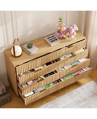 gaomon Wide 8 Drawer Dresser Modern Wooden Chest with Metal Handles