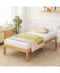 Sugift 14 in Twin Wood Platform Bed Frame with Wooden Slats