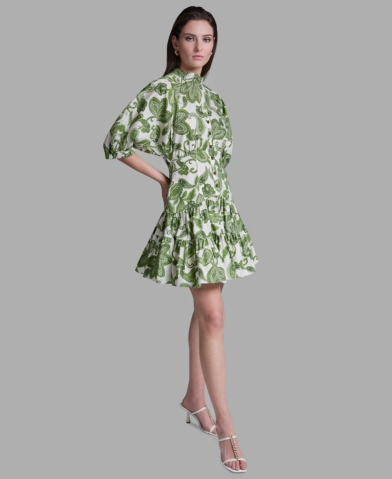 Bcbg Women's Paisley Print Puff-Sleeve Dress