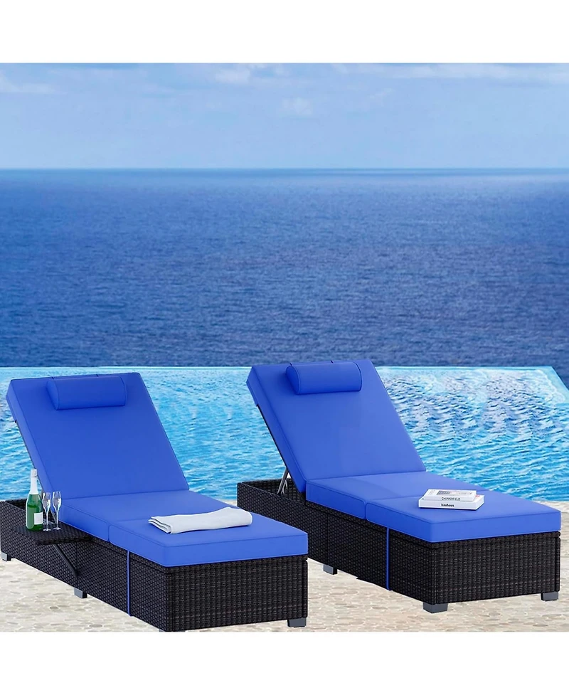 gaomon Outdoor Chaise Lounge Chairs Set of 2, Patio Reclining Chair with Cushion and Adjustable Backrest