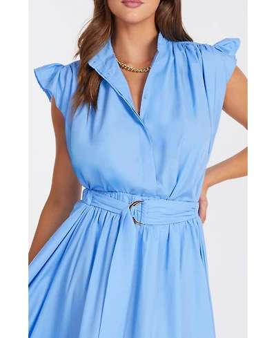 Bishop + Young Women's Camryn Flutter Sleeve Poplin Top