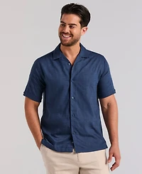 Cubavera Men's Solid Textured Camp Collar Shirt