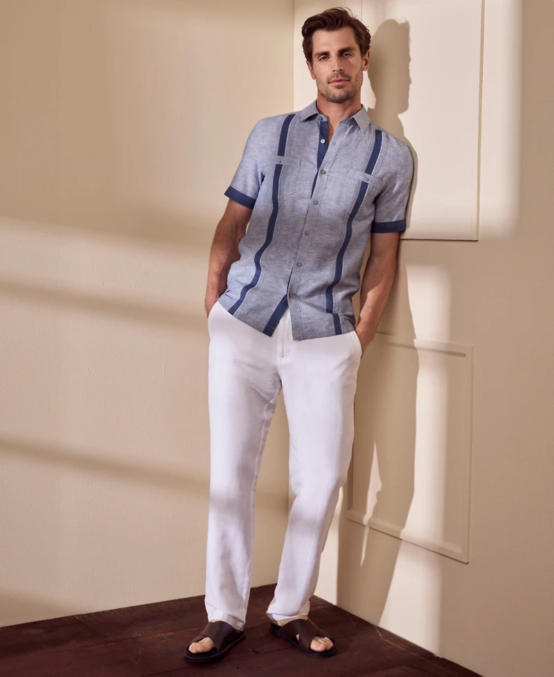 Cubavera Men's Cross-Dyed Short-Sleeve Pintucked Shirt