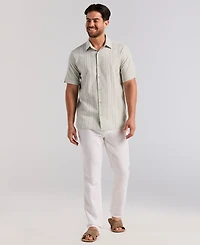 Cubavera Men's Linen Blend Dobby Panel Shirt