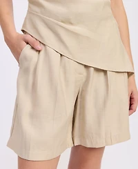 En Saison Women's Selma Mid-Rise Pleated Shorts