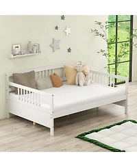 Sugift Wooden Daybed Frame with Guardrails
