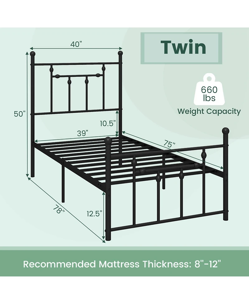 Sugift Heavy Duty Metal Bed Frame with Headboard