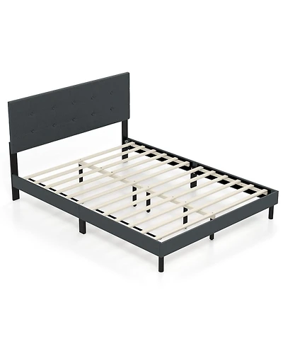 Sugift Upholstered Platform Bed Frame with Linen Fabric