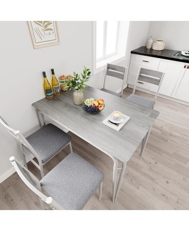 gaomon 2-Person Dining Table Set, Compact Kitchen Table with Upholstered Chairs, Great for Small Spaces, Light Oak, 4-Chair Version
