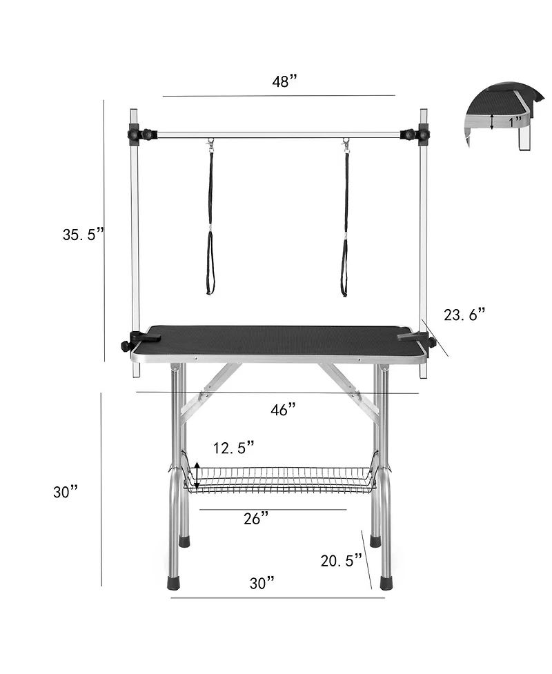 Aostirmotor Professional Large Heavy Duty Pet Grooming Table with Arm, Noose and Mesh Tray